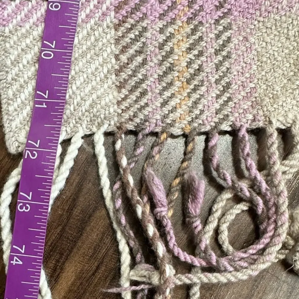 Ann Taylor Loft Scarf Fringe Hem Checked Wool Blend